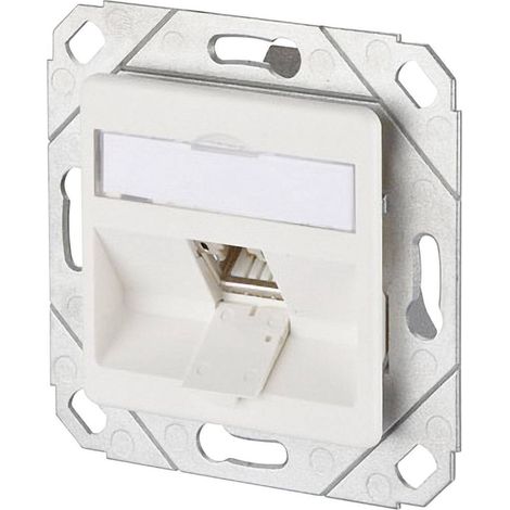 Prise réseau encastré insert avec plaque centrale CAT 6a 1 port Metz Connect 130B12D11102-E blanc pur R01197 (1/2)