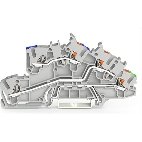 WAGO Installationsetagenklemme N/L/PE Erdgeschoss grün-gelb grau 2203-7546