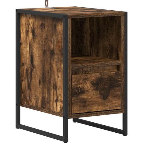 Bedside Table Smoke Oak 39.5 x 30 x 50 cm Engineered Wood vidaXL