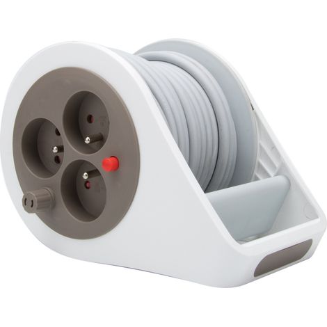 Mini enrouleur design 3 prises 2P+T - 7m Taupe - Zenitech (1/4)