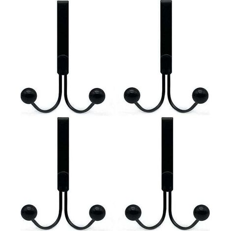 Patère de salle de bain Lot de 4 crochets de porte compatibles avec les vêtements, crochets de porte en métal 2 crochets (1/4)