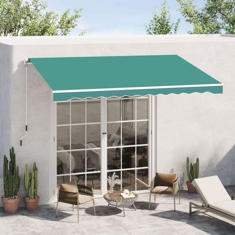 Tenda da Sole Avvolgibile a Caduta con Manovella, in Alluminio e Poliestere, 3x2.5m, Verde Scuro