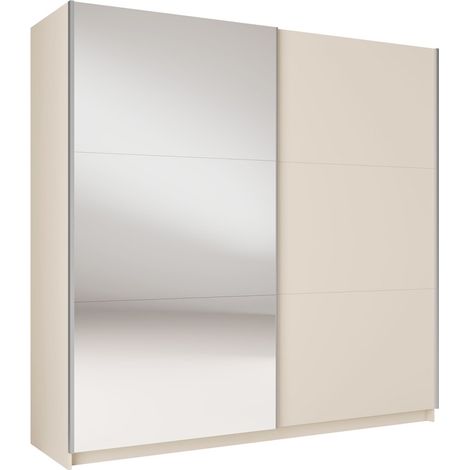 Armadio ARSALA a 2 porte scorrevoli con specchio beige sabbia 200 cm