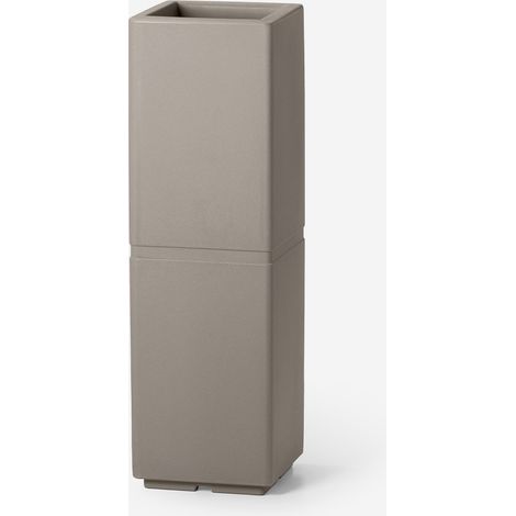 Vaso quadrato alto da esterno in polietilene Dune - Beige