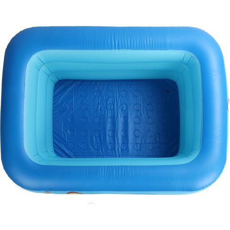 Dickwandiger, rechteckiger aufblasbarer Pool mit Zoo-Motiv, Luftballons und dreilagigem Blasenboden. (1/4)