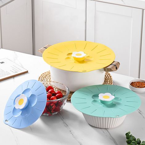Couvercles en silicone pour la conservation des aliments (grandes et petites tailles, en forme de fleur, étanches et anti-poussière, couvercles de casseroles en silicone, couvercles pour vaisselle, co (1/5)