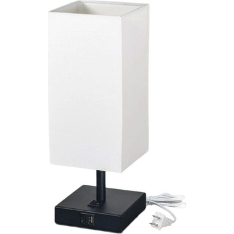 Lampe tactile carrée, lampe USB à intensité variable avec 1 ampoule LED, abat-jour en tissu, lampe de chevet pour chambre à coucher (1/5)