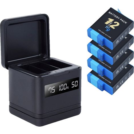 Batterie, capacité 2000mAh, compatible avec les modèles de caméras d'action, 4 Batterie 1 Chargeur (1/2)