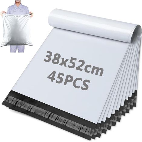 45 Pièces Sac Vinted 38x52 cm Emballage Colis Vinted Imperméable Enveloppe Plastique Expedition Auto-Adhésif Pochette Envoie Colis pour Textiles Et Boîtes À Chaussures (1/5)