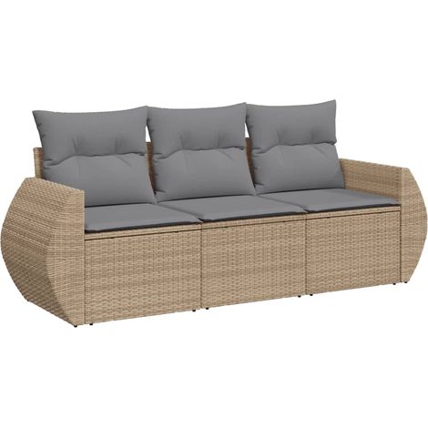 Salon de jardin modulable en résine tressée avec rangements et coussins beige 3 pièces, 28.6kg (1/5)