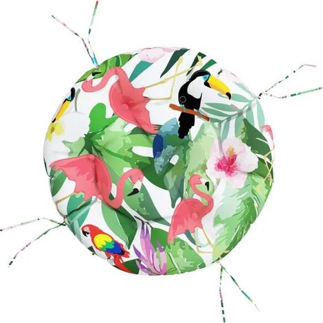 Coussin rond multicolore, 60 cm de diamètre et 11 cm de hauteur, en tissu Oxford. (1/5)