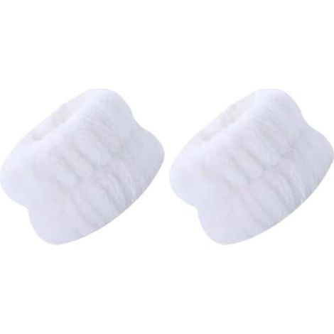 Bracelet réutilisable, bracelet spa, serviette douce en microfibre pour se laver le visage, pour le yoga, la course à pied et le sport (femmes et filles) - blanc - lot de 2 (1/5)