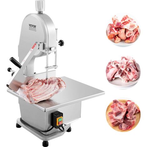 VEVOR Segaossa a Nastro Elettrica Commerciale per Carne 1800W, Banco da Lavoro 380x485mm, Macchina per Tagliare Ossa da Banco Taglierina per Carne con Lama per Costolette di Maiale Uso Commerciale