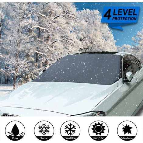 Housse magnétique de pare-brise avant pour automobile 210 x 120 cm, noire, protection contre la neige, la glace, le givre et le vent (1/5)