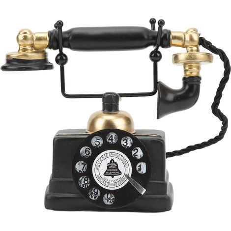 Téléphone Rétro Vintage pour Bar Café Déco Bureau Maison, Modèle Résine Ornement d'Étude, Pièce de Décoration de Table (1/5)