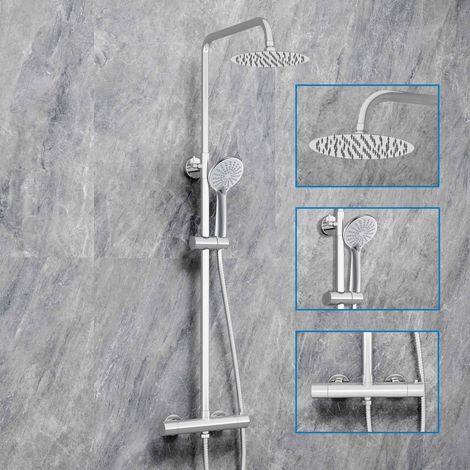 SKY Bathroom Thermostatic Shower Mixer Set Round Chrome With 8"