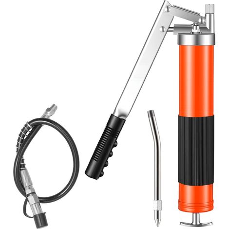 Pistolet graisseur haute pression 10 000 PSI, kit robuste à poignée pistolet, capacité 0,4 L, comprenant un flexible de 46 cm, un tube d'extension rigide et une buse pointue pour applications automobi (1/5)