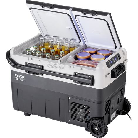 Réfrigérateur Portable à Compression 50 L, Mini Frigo de Voiture 12 V, Glacière à Double Zone, Température Réglable -20 °C à 20 °C, Congélateur Portable avec Roues pour Camion Bateau Camping (1/5)