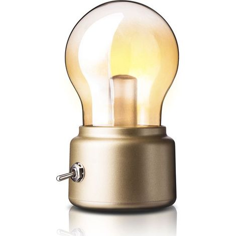 Vintage (goldene) Glühbirne, Mini-USB-wiederaufladbare LED-Nachttischlampe, elegant, ideal für Schlafzimmer oder Büro. (1/5)