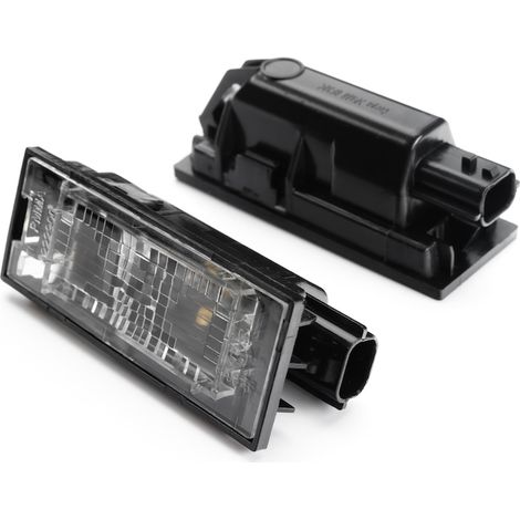 Lot de 2 éclairages de plaque d'immatriculation, compatibles Renault, Dacia, Opel, Nissan, Mercedes, en plastique transparent/noir. (1/5)