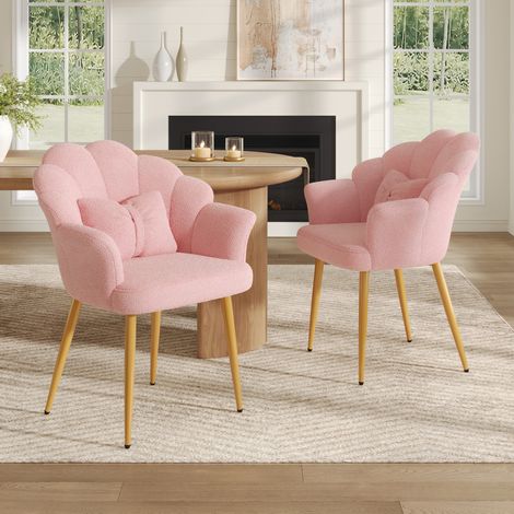 Set di 2 poltrone 64x65,5x85 cm in tessuto peluche rosa con cuscini - MEUBLIV (1/5)