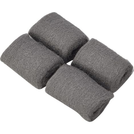 Laine d'acier fine 0000 - Lot de 4 tampons 7g - Acier flexible - Nettoyage et préparation surfaces bois métal - Bricolage et restauration