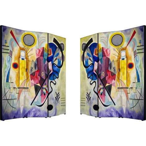 Lupia - Separe' Divisorio Paravento KANDINSKI JEAN ROUGE BLEAU 176x135,6x3,2 cm 3 Ante in Legno con Tela stampata Fronte Retro bifacciale (1/4)