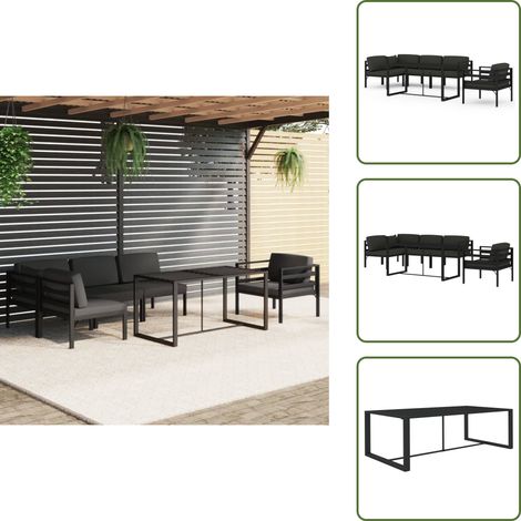 Sofás de jardín - vidaXL Set muebles de jardín 6 pzas y cojines aluminio gris antracita - Cojines de jardín
