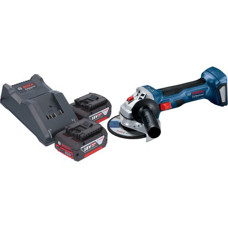 Bosch GWS 18V-7 Smerigliatrice angolare professionale a batteria 18 V 115 mm brushless + 2x batteria ricaricabile 4,0 Ah + caricabatterie
