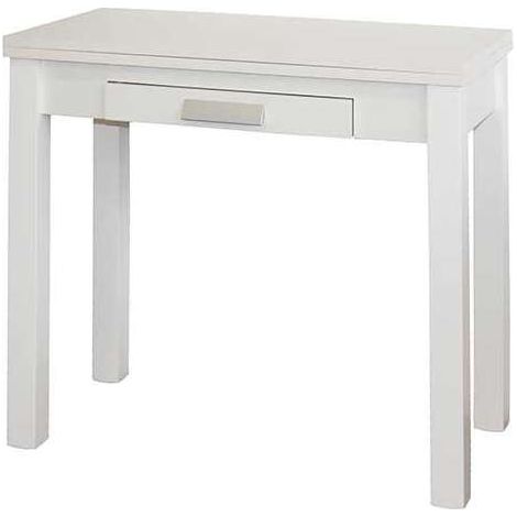 Mesa de cocina Elia con apertura tipo libro acabado blanco, 80 x 40/80 x 76 cm (largo x ancho x alto) (1/3)