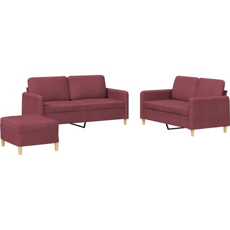 Maison Exclusive - Set di Divani 3 pz con Cuscini Rosso Vino in Tessuto (1/5)
