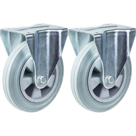 Ruedas - Castor - 200 mm - Fijas - Capacidad 410 kg - Lote de 2