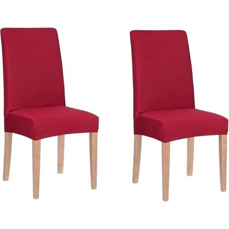 Ensemble de 2 housses de chaises de salle à manger/cuisine, en spandex, couleur rouge (1/5)