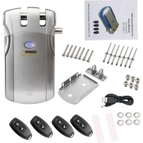 Serrure de porte sans fil avec télécommande intelligente sans clé en alliage de zinc avec 4 clés à distance pour système de sécurité de contrôle d'accès (1/5)