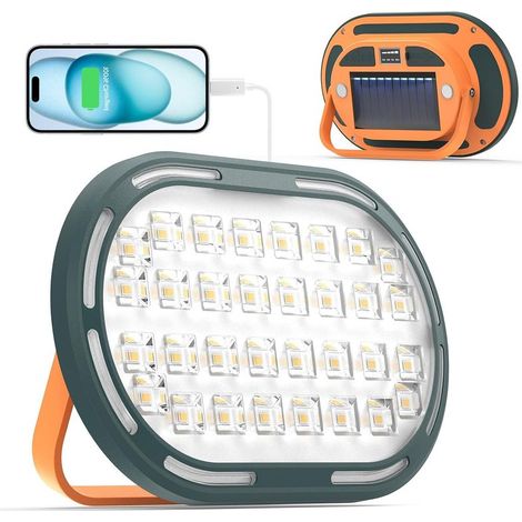 Projecteur LED Rechargeable Solaire 30W, 2000LM, Projecteur Chantier Compact avec 4 Modes d'éclairage, Lampe de Travail étanche IP65, Idéale pour le Camping et la Randonnée - Lot de 1 [Classe én (1/5)