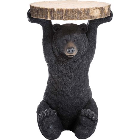 Kare Design Tavolino D'Appoggio Animal Bear, Marrone, Altezza 53Cm, Ø33Cm, Orso, Animali, Ripiano In Legno (1/4)