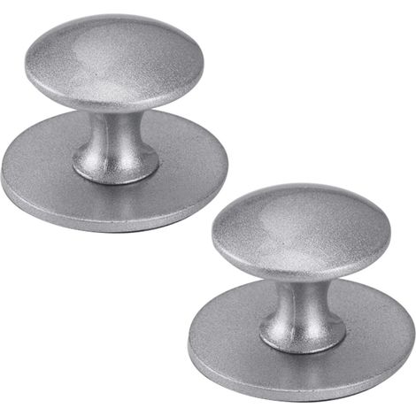 Set mit 2 runden Edelstahl-Schrankknöpfen, selbstklebend, für Scheunentüren, Gartenhäuser, Garagen, Schiebetüren, Küchen, Bars (Sandsilber) (1/5)