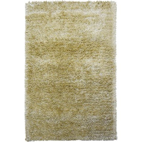 Tapis shaggy 160x230 crème fait main rectangle motif uni MALAIDROY (1/4)
