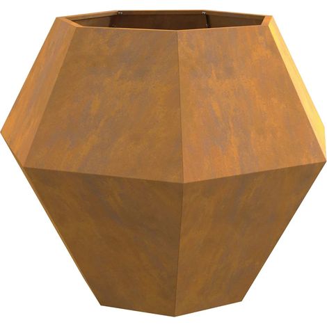 Jardinière rectangulaire design rustique pratique 100 x 100 x 80 cm en acier rouillé (1/5)