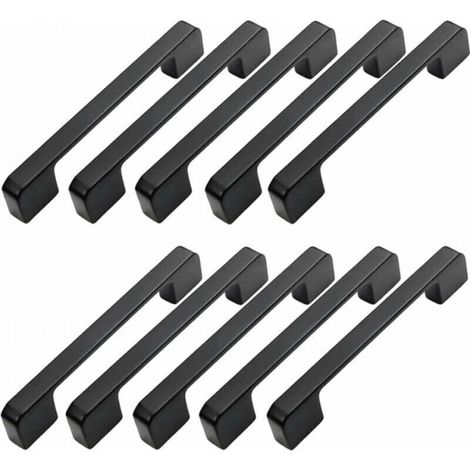 10pcs Poignée Meuble Entraxe 128mm-Poignée Porte Cuisine Noire Poignee Barre Meuble Poignee De Cuisine Noire 128mm