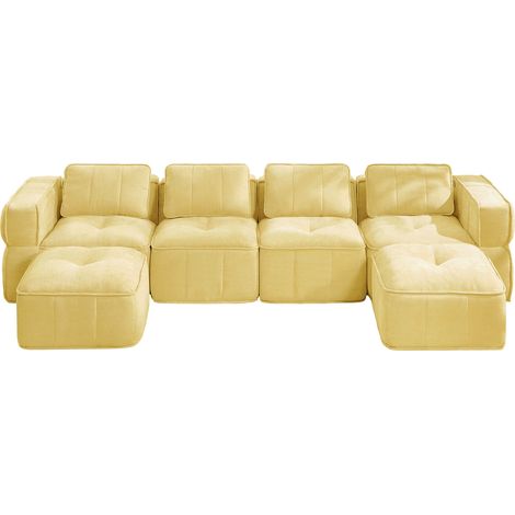 Modulares U-Sofa, 4-Sitzer, gelb, aus Polyester, ohne Montage (1/5)