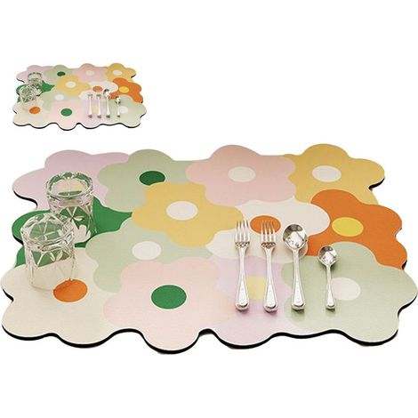 Tapis égouttoir à vaisselle pour comptoir de cuisine, rafraîchissant, mignon et élégant, résistant à la chaleur et absorbant, jaune et vert, 30 x 40 cm (1/5)