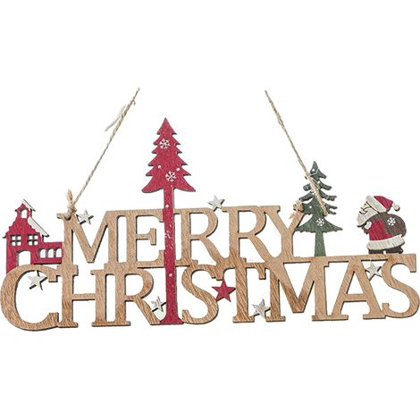 Panneau De Porte De Noël - Panneau En Bois Avec Inscription Joyeux Noël - Décoration Murale Et Arbre De Noël - 1 Pièce (1/5)