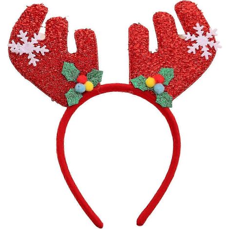 Bandeau de Noël à paillettes, décor bois de renne, serre-tête élastique pour enfants et adultes, paillettes festives-6