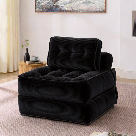 Convertible Folding Sofa Bed – Black – Space Saving Sleeper Couch for Living Room (1/3)