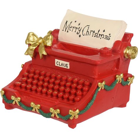Macchina da scrivere decorativa in polyresin 13,5 x 13,5 x 11,3 cm rosso Peraga Christmas