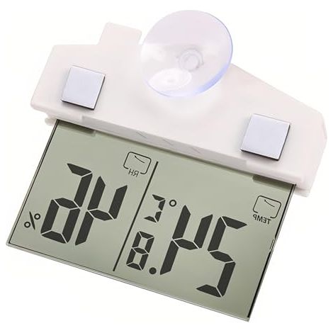 Thermomètre Hygromètre Numérique Intérieur Extérieur avec Affichage LCD, Thermomètre sans fil à ventouse, Surveillance en temps réel, Alimenté par piles pour Salon Salle de Bains (1/4)