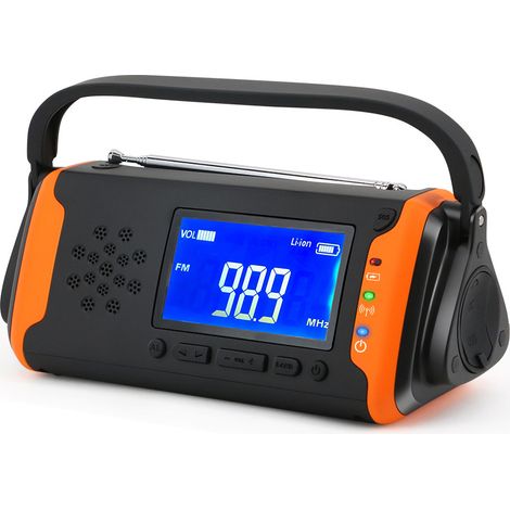 Radio per condizioni meteorologiche avverse a funzionamento manuale, batteria da 6000 mAh - alimentata a energia solare, funzionamento manuale, radio AM/FM/allarme meteo NOAA, caricabatterie per telef (1/5)