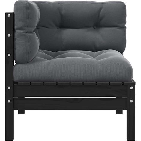 Maison Exclusive - Garten-Ecksofa mit Kissen in Schwarz Massivhol (1/5)
