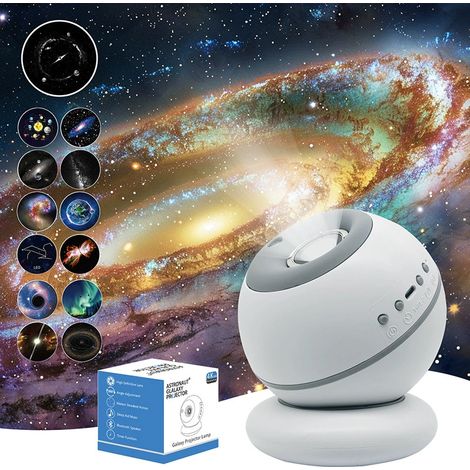 Proiettore di cielo stellato, planetario, proiettore di galassie con 13 dischi di film, proiettore di luce notturna con rotazione a 360° regolabile per il soffitto della camera da letto - Regalo per b